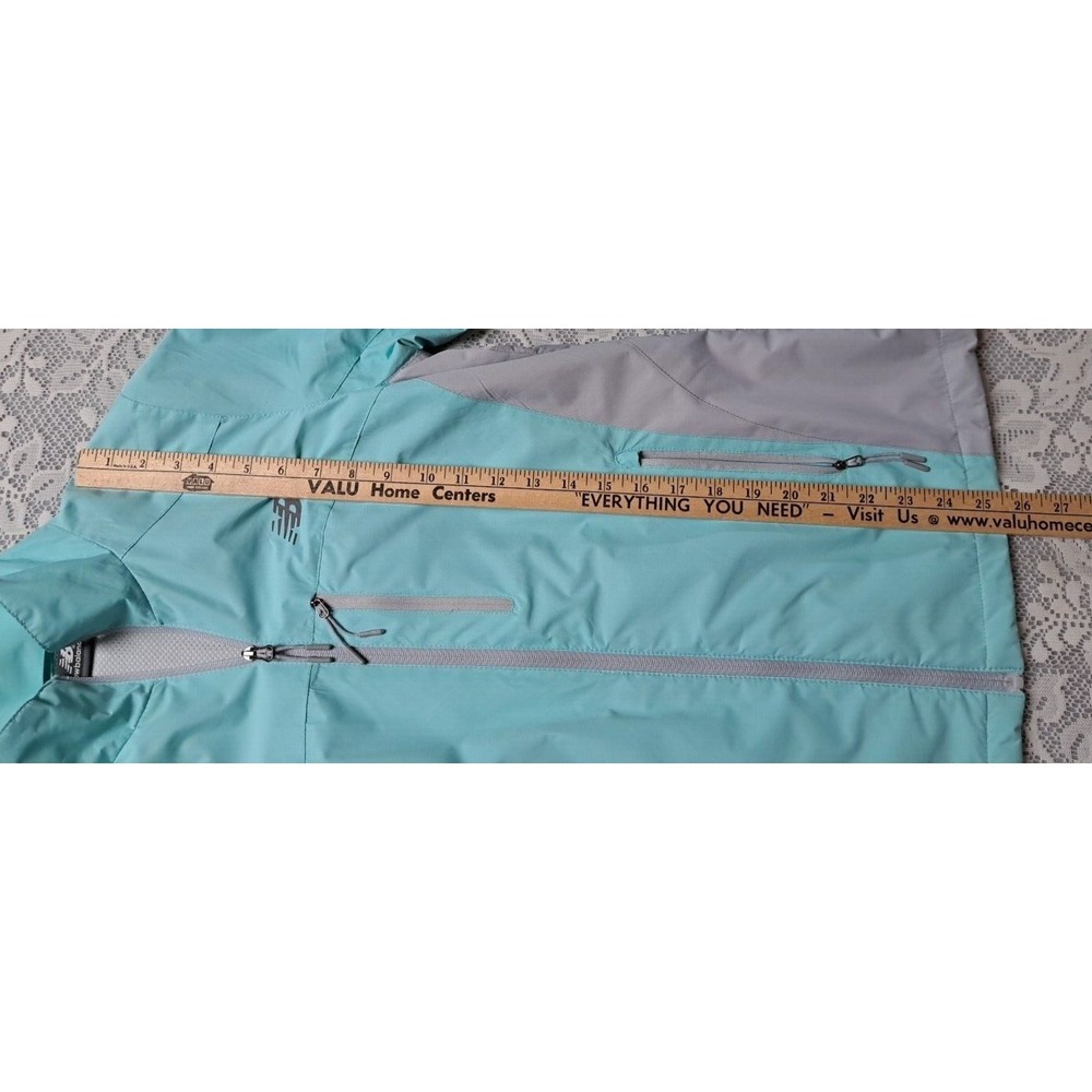 New Balance Women's Medium Full Zip Windbreaker Run Jacket Turquoise Blue & Gray - Picture 6 of 10